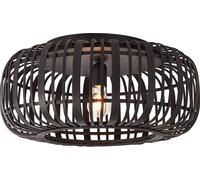 BRILLIANT: Lámpara de techo natural WOODROW | Lámpara de techo negra en estilo bohemio con pantalla de bambú, diámetro 50 cm | 1 x casquillo E27, máximo 60W | Metal/bambú