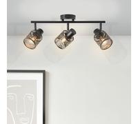 BRILLIANT: Lámpara de techo negra BANO | Juego de 3 focos de techo con pantalla de diseño floral | 3 bombillas E14, máx. 40W | Metal