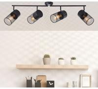 BRILLIANT: Lámpara de techo negra KAMOLO | Barra de focos de cuatro luces con casquillo E27, máx. 40 vatios | Ancho: 108 cm | Metal