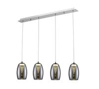 BRILLIANT lámpara Metropolis Lámpara colgante LED 4 luces cromo / vidrio ahumado easyDim | COB 4x 5W LED integrado, 500lm, 3000K | Ajustable en altura / cable se puede acortar | EasyDim: regulable con