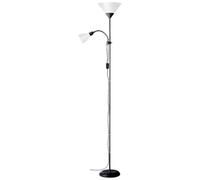 Brilliant lámpara Spari uplighter brazo de lectura negro/blanco | 1x A60, | Plafón simple con brazo de lectura, H 180 cm, E27/E14 máx. 60W/25W
