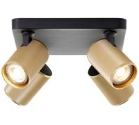 BRILLIANT, plafón empotrado, 4 luces, color dorado, IP20, casquillo GU10, 10 vatios, con tecnología LED regulable, incluye fuente de luz LED y es reemplazable