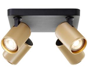 BRILLIANT, plafón empotrado, 4 luces, color dorado, IP20, casquillo GU10, 10 vatios, con tecnología LED regulable, incluye fuente de luz LED y es reemplazable
