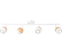 BRILLIANT SCAN: Lámpara de techo LED, 75 cm, metal blanco / madera clara, 4 luces