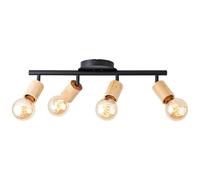 Brilliant Tiffany - Lámpara de tubo de 4 focos, color negro mate/marrón natural, 4 x A60, E27, 28 W