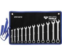 BRILLIANT TOOLS BT013212 Juego de llaves de estrella de carraca, conmutables, 12 pzs, 8 - 19 mm [Powered by KS TOOLS]