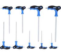 BRILLIANT TOOLS BT041200 Juego de llaves acodadas Torx® con mango en T y orificio frontal, 9 pzs [Powered by KS TOOLS]