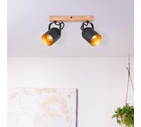 Brilliant Tronte downlight de techo, longitud 37,5 cm, negro/oro, 2 luces.
