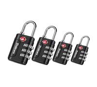 Brillirare Paquete de 4 candados de equipaje aprobados por la TSA, candado de viaje combinado, cerradura impermeable de 3 dígitos, cerradura reajustable sin llave aceptada por la TSA, para taquillas,