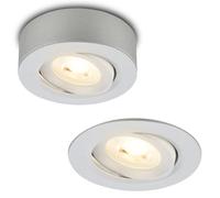 BRILONER - 2 en 1 Proyector LED de superficie y empotrable, orientable, luz blanca cálida, plano, LED spot 230V, proyector de techo, luminaria empotrable, 68mm, 90x30mm (DxH), cromo mate