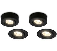 Briloner - 2 en 1 Proyector LED de superficie y empotrado, orientable, regulable, luz blanca cálida, LED spot 230V, proyector de techo, 90x30mm (DxH), negro (Paquete de 2)