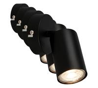 Briloner - Aplique de Pared Interior Orientable, Casquillo GU10, Máx. 9W, Lámpara para Dormitorio, Focos, 8x15.5 cm, Negro (Paquete de 4)