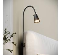 Briloner Aplique de pared LED Tuso, negro, montaje en cama, metal