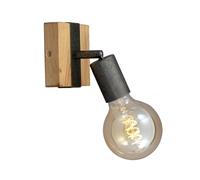 BRILONER - Aplique de Pared Vintage, Foco E27 Orientable y Giratorio, Foco Madera Interior, Retro, 10x10,3x9 cm, 2900-011, Metal Oscuro