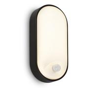 BRILONER - Aplique LED de exterior IP65 con detector de movimiento, alcance hasta 6 m, detección de 100 grados, lámpara de exterior, 22x10.5x6 cm, negro