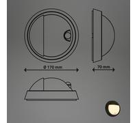 Briloner Aplique LED para exterior con batería 3785015 negro Detector de movimiento 17 cm
