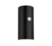 BRILONER - Aplique pared exterior con sensor de movimiento, diseño inalámbrico y regulable, IP44, carga USB-C, luz 3000 K, aplique pared sin cable, apliques exterior, 7 x 8,5 x 15,5 cm, negro