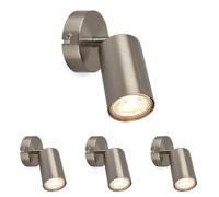 Briloner - Aplique Pared Interior, Orientable, Casquillo GU10, Máx. 9W, Aplique Dormitorio, Lámpara Pared, Lámpara, Focos Interior, 8x15.5 cm, Níquel Mate (Paquete de 4)