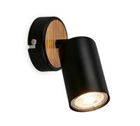 BRILONER - Aplique Pared Interior, Orientable, Casquillo GU10, Máx. 9W, Aplique Pared Dormitorio, Lámpara, Foco LED Interior, Candeeiro Parede, Luz de Lectura, Luz LED, 8x15.5 cm, Madera Negra