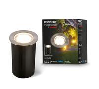 Briloner - Connect to Shine 12V sistema jardín, foco LED empotrable suelo con funda, juego extensión, IP67, 45 x 66 mm, plateado