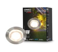 Briloner - Connect to Shine 12V sistema jardín, foco LED empotrable suelo, juego extensión, IP67 contra inmersión temporal, 45 x 25 mm, plateado