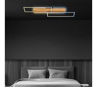 Briloner Cornisa Plafón LED, 110x25 cm, madera, control remoto