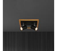 Briloner Downlight Frey marco de madera GU10 negro 2 luces
