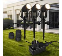 Briloner Foco LED con piqueta 3927035 Juego de inicio de 3 unidades de 12 V, negro Ø 4 cm