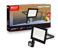 BRILONER - Foco LED exterior con sensor de movimiento, blanco neutro, 30W 2700 lm, orientable, IP65 resistente al polvo y al agua, proyector LED exterior, para jardín y garaje, 14 x 19 x 4 cm, Negro