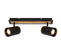 BRILONER - Foco LED interior techo, orientable, casquillo GU10, máx. 9W, focos LED techo, focos cocina, lampara, plafon, 40 cm, madera negra