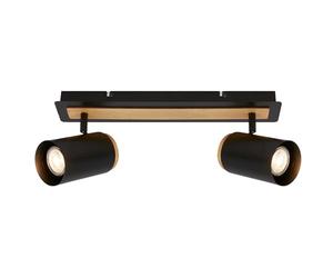 BRILONER - Foco LED interior techo, orientable, casquillo GU10, máx. 9W, focos LED techo, focos cocina, lampara, plafon, 40 cm, madera negra