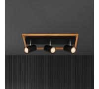 Briloner Foco techo Frey marco de madera GU10 negro 3 luces