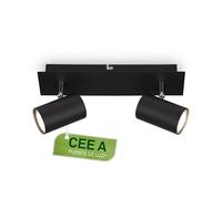 BRILONER - Focos LED Interior Techo con Orientable, 3000K Blanco Cálido, 2x focos 2W, 450 Lum, Aprox. 50.000H Luz, Lampara Techo, Candeeiro Teto, 29 cm, Negro