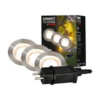 BRILONER - Iluminación de jardín Connect to Shine de 12 V, juego de 3 focos LED empotrables de suelo, juego básico con transformador, IP67, luces empotrables de suelo, 45x 25 mm, plateado
