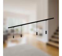 BRILONER - Juego completo de raíles electrificados, 4x LED colgante regulable, lámparas, sistema de raíles en el techo, raíl para proyectores, lámpara de techo, luminaria colgante, 1,5m, negro