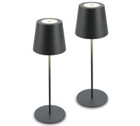 BRILONER - Juego de 2 lámparas de mesa LED inalámbricas con control táctil, regulables, altura ajustable, lámpara de noche, lámpara de lectura, recargable, exterior, 36x10,5 cm, antracita