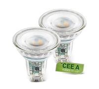 BRILONER - Juego de 2 lámparas LED vidrio GU10, CEE A, 2,5W 450 lm, luz blanca cálida, bombilla LED iluminación interior, reflector uso doméstico, 50x56 mm