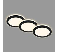 BRILONER - Juego de 3 focos empotrables en el techo, focos empotrables LED, focos empotrables en el baño, focos empotrables en el baño IP44, negro, 84x36,5 mm (DxH)