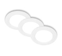 BRILONER - Juego de 3 focos empotrables LED 230V planos, luz blanca neutra, 6W 660lm c/u, foco LED, focos de techo, focos LED 230V, 68mm, 120x28mm (DxH), blanco