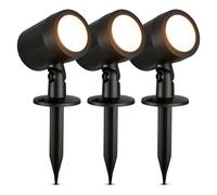 BRILONER - Juego de 3 focos LED de exterior con enchufe, a prueba de salpicaduras, color de luz blanco cálido, lámpara de exterior, iluminación de jardín, lámparas de jardín para exterior, lámpara