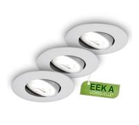BRILONER - Juego de 3 focos LED empotrables, CEE A fuente de luz, 230V orientables, 2W cada uno 385 lm, luz blanca neutra, diseño extraplano, focos techo modernos, 68 mm corte, 90x24 mm, cromo mate