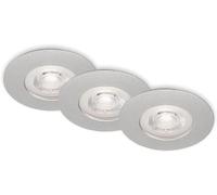 BRILONER - Juego de 3 focos LED empotrables en el techo, focos empotrables regulables, focos empotrables LED ultraplanos para el baño, focos empotrables para el baño IP44, cromo mate, 90x25 (DxH)