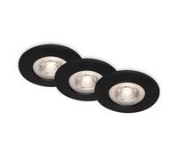 BRILONER - Juego de 3 Focos LED Empotrables En El Techo, Focos Empotrables Regulables, Focos Empotrables LED Ultraplanos para El Baño, Focos Empotrables para El Baño IP44, Negro, 90x25 (Dxh)