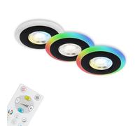 BRILONER - Juego de 3 lámparas empotradas en el techo LED, anillo de luz LED RGB CCT, LED plano empotrado, foco de baño empotrado, foco de baño empotrado IP44, negro, 84x34 mm (DxH)