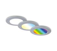 BRILONER - Juego de 3 lámparas LED empotradas en el techo, lámparas RGB empotradas CCT, foco LED empotrado en el baño, foco empotrado en el baño IP65, cromo mate, 92x45 (DxH)