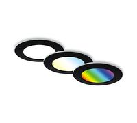 BRILONER - Juego de 3 lámparas LED para empotrar en el techo, lámparas RGB para empotrar CCT, foco LED para empotrar en el baño, foco para empotrar en el baño IP65, negro, 92x45 (DxH)
