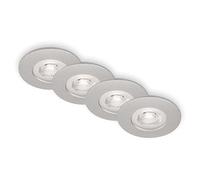 BRILONER - Juego de 4 lámparas empotradas en el techo, regulables, lámparas empotradas LED ultraplanas, foco empotrado en el baño, foco empotrado en el baño IP44, cromo mate, 90x25 mm (DxH)