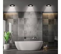 Briloner Klira lámpara empotrable LED, negra, Ø 9cm, IP44, juego de 3 EC:EPREL:1930494