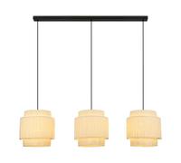 Briloner Lámpara colgante con pantalla de rafia, 3x casquillo E27, máx. 10 W, boho, estética, lámpara colgante, lámpara colgante mesa de comedor, 116 x 25 x 128,5 cm (LxAxA), naturaleza