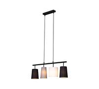 BRILONER - Lámpara colgante con pantalla de tela, casquillo E27, máx. 40 W, lámpara colgante, lámpara de comedor, salón, cocina, 74 x 120 cm, gris, blanco, negro